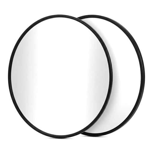Espejo convexo de 30 cm, 2 espejos de tráfico de gran angular de 230°, espejos convexos para garajes y entradas, espejos redondos de seguridad para interiores, soporte para interiores y exteriores