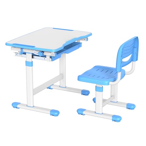 Mesa e Cadeira Infantil Estudos e Desenho Regulável B207-BLUE Azul