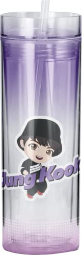 BTS TinyTAN Characters Double Wall Acrylic Insulated Tumbler with Lid, 350 ml - Officially Licensed BTS Merchandise, BTS Merch, Kpop Merch, BTS Kpop (Jung Kook)
