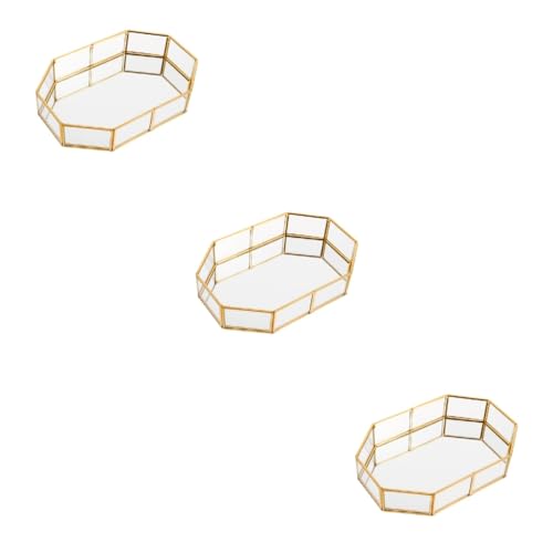 AOKWAWALIY 3 st förvaringsskål för smycken kosmetisk förvaring make-up ringhållare serveringstallrik tvättställ parfym bricka smyckesskål smyckesförvaring dessertbricka skrivbord tvättställ glas