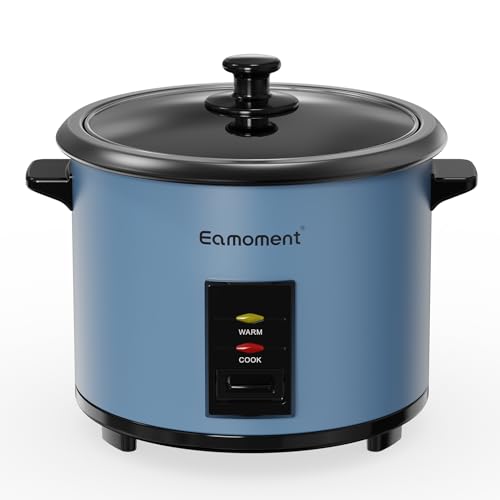 Eamoment ERC-10CBL 1.8L | 700W Reiskocher & Schwarzer Dampfgarer Reiskochfunktionen,kochen 1-10 Personen Antihaftbeschichteter abnehmbarer Topf, Messbecher und Reislöffel, blau,ERC-10CBL