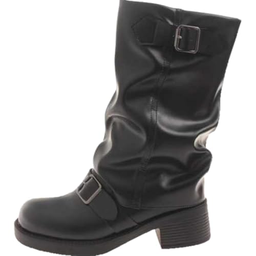 WUNAMOX Winter Boots for Women French Vintage Western High Heeled