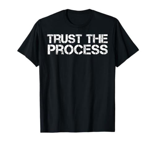 Photo de T-shirt « Trust The Process » pour homme et femme, bleu et rouge T-Shirt