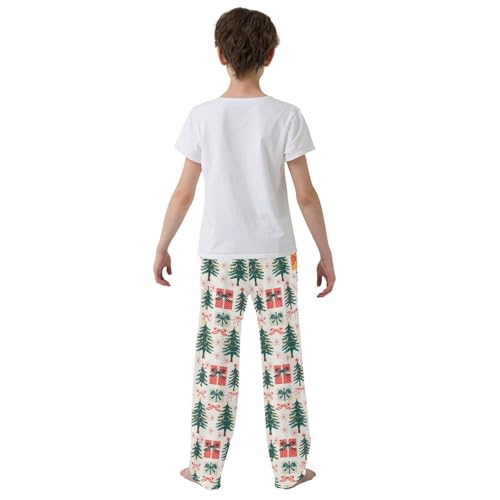 ALAZA Christmas Green Pine Tree Snowflake White Pajama Pants Long Sleep Pant Pajama Bottoms Elastic Waist with Pockets3