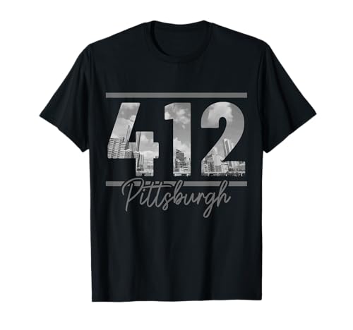 Pittsburgh 412 Area Code Skyline Pennsylvania Vintage T-Shirt