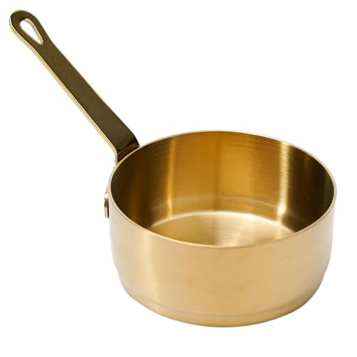 Stainless Steel Saucepan, for MINI Milk Pot Small Metal Sauce Pan 100ml/3.38oz Sauce Bowl Soup Pot for Home, Kitchen, Restaurant (Gold（100ML）)