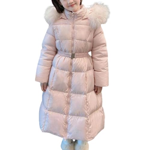 Xiaojmake Girls' Winter Long Coats Fur Hooded Warm Puffer Jacket Padded Coat Parka Overcoat Kids Outwear Lightweight 5-16T
