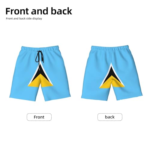 Flag of Saint Lucia Youth Beach Pants, Soft and Breathable, with Drawstring Waist, Suitable for Sports and Leisure.2