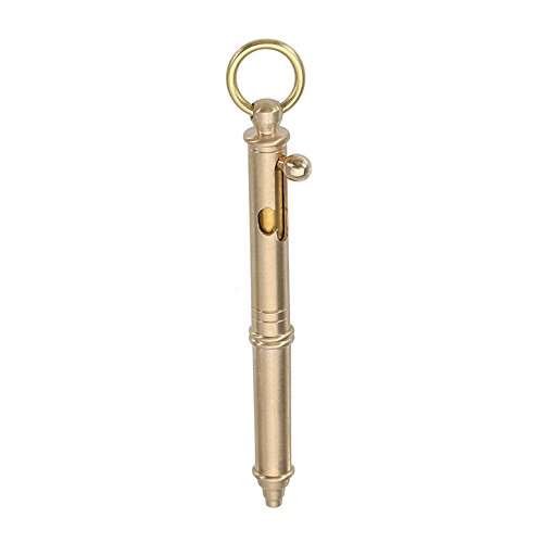 Coolsunny Mini Solid Brass EDC Pocket Pen, Portable Delicate Signature Pen, Utility Key Ring Pen
