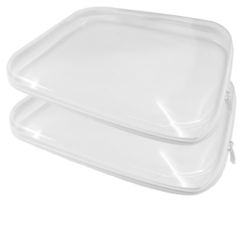 2 Pcs Clear Hard Shell Zipper Case, Portable Cosmetic Cases with Zippers, Clear Zipper Pouches Hard Shell Toy Storage for Organizing, Storage, Pencil Case(Large)