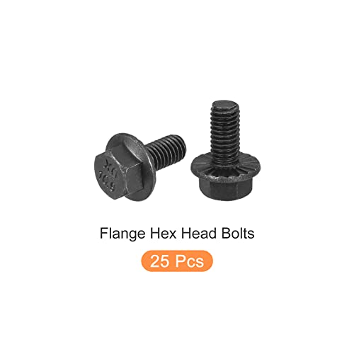 Image of METALLIXITY Flanged Hex Head Bolts (M5x10mm) 25pcs, Hexagon Serrated Flange Bolt Fully Thread Screw - for House Construction Hardware Fasteners