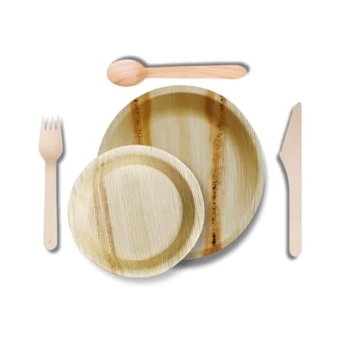 DISPOSABLE GREEN 125pcs Eco-Friendly Palm Leaf Set Cover