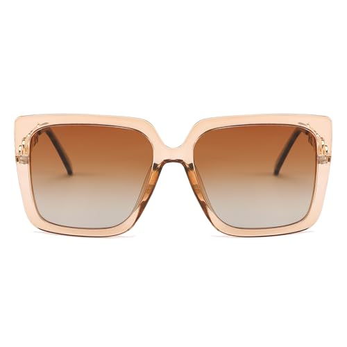 FEISEDY Trendy Polarized Cateye Sunglasses Womens Vintage Oversized Square Sunglasses UV400 Protection B00034