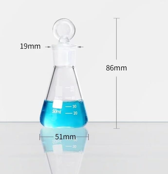 Provetta graduata in vetro, Matraccio conico in vetro borosilicato con tappi smerigliati 50-1000 ml #19#24#29(50ml N0.19)