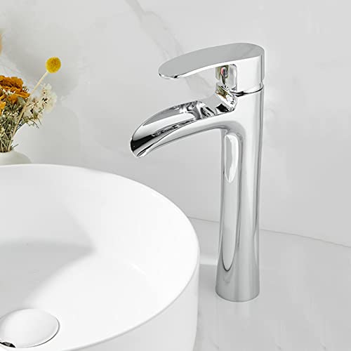 Robinet de lavabo cascade en laiton chromé eau chaude et froide