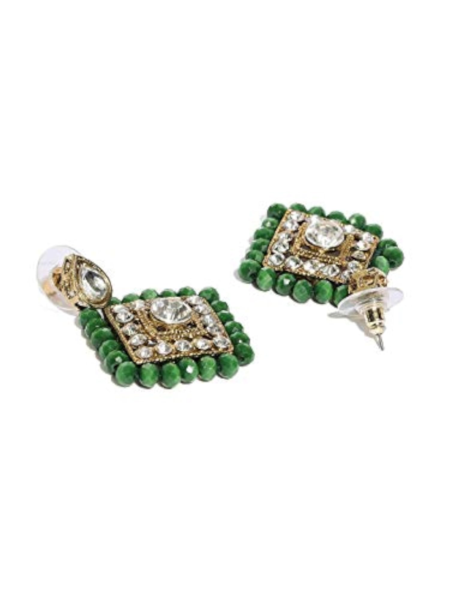 Women's Green Beaded Classic Necklace Set
