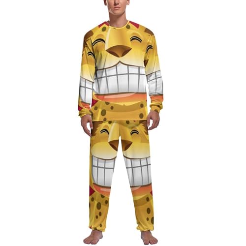 Pyjama homme haut et bas de nuit d'or à manches longues et pantalon confortable