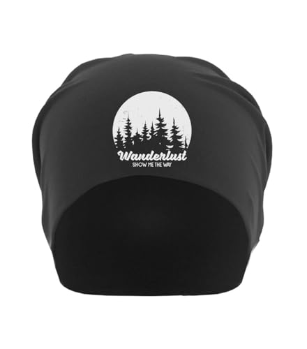 Bonnet souple unisexe coton fin Wanderlust léger élastique noir chaud automne printemps