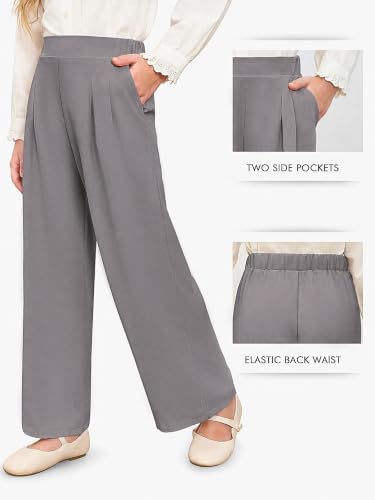 Image of Haloumoning Girls Uniform Pants Kids Wide Leg Dress Pants 5-14 Years
