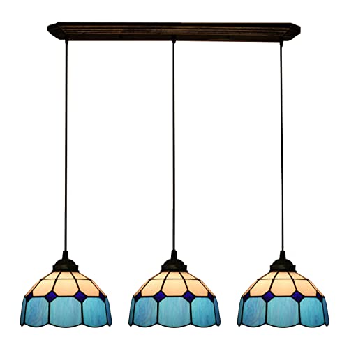 Lustre bleu en vitrail 8 pouces pour illuminer votre salle à manger vintage