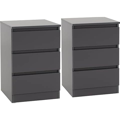 Seconique Malvern Grey 3 Drawer Bedside Tables Cover