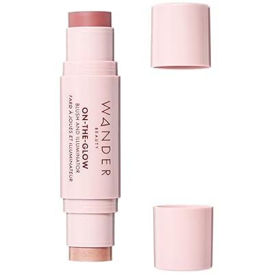 Wander Beauty On-the-Glow Blush and Illuminator - Bare/Nude Glow - 7-in-1 Hydrating Cream Blush & Highlighting Stick - Stick Blush for Cheeks, Lip, Face & Body - Highlighter Makeup & Blush