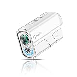 DORMIE ゴルフ距離計 T200 超小型 高精度 7倍ズーム 1000yd対応 三点測距 スロープ補正 ピンロック 振動通知 自動液晶調整 充電式 防水 軽量 レーザー 距離測定器 日本語表示 収納ポーチ付き ホワイト