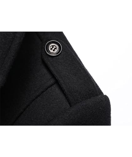 Image of SOMTHRON Men's Wool Blend Trench Coat Slim fit Single Breasted Notch Lapel Winter Jacket Business Pea Coat Overcoat