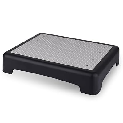 One Step Stool for Adults & Seniors, Indoor/Outdoor Portable Stair Assist, Platform Step, Non-Slip Bathroom, Step Stool for Car, Bedside, Office, Shower, Stairs, Bed, 450lbs Capacity (Grey)