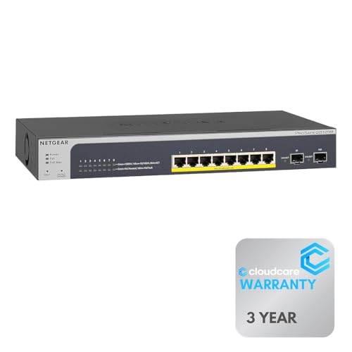 Image of NETGEAR GS510TPP 8-Port Gigabit PoE+ Smart Switch | 𝐋𝟑 𝐋𝐢𝐭𝐞 𝐒𝐰𝐢𝐭𝐜𝐡 | Rack-Mountable | Cloud Care's 3-Year Warranty SupportPlus Included