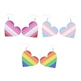 Beaupretty 3組 レインボーストライプ ピアス 創造的なイロップ 耳飾り アクセサリー パーティーやフェスに