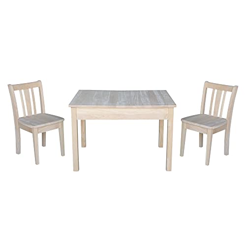 International Concepts Table With 2 San Remo Juvenile Chairs, Unfinished