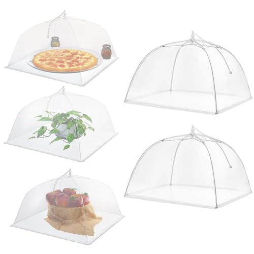 Image of VASISTHA Food Cover For Outside 1Pcs Reusable Food Tent Fruit Cover Pop-Up Food Nets Outdoors Mesh Screen Collapsible 17 CM,White (Pack of 2)