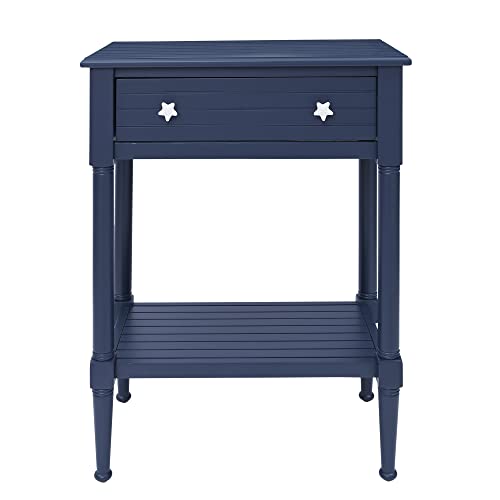 Linon Raleigh Navy Accent Table with Storage and Whimsical Starfish Drawer Pulls, 30.25" Tall - Image 8