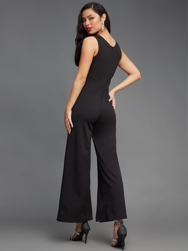 Image of Miss Chase Women's Keyhole Neck Regular Sleeve Regular Length Jumpsuit with Pockets