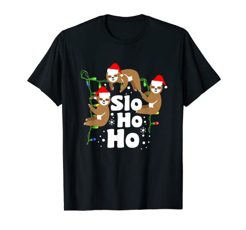 Slo Ho Ho Slothmas | Divertido Perezoso Fiesta de Navidad Camiseta