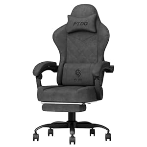 PZDO Gaming Chair, Gaming Chairs for Adults, Ergonomic Computer Chair with Footrest, Reclining Pc Gamer Chairs with Headrest and Lumbar Support, Technical Fabric, Black, 350LBS