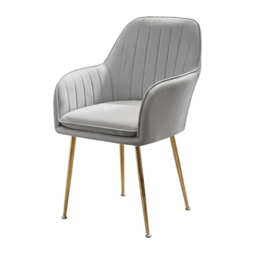 Image of Velvet Dining Chairs, Soft Cushion Seat Chair for Living Room Bedroom Restaurant Fabric DiningChair | Accent Chair for Living Room Bedroom Study Cafe Restaurant Pack 1 (Grey)