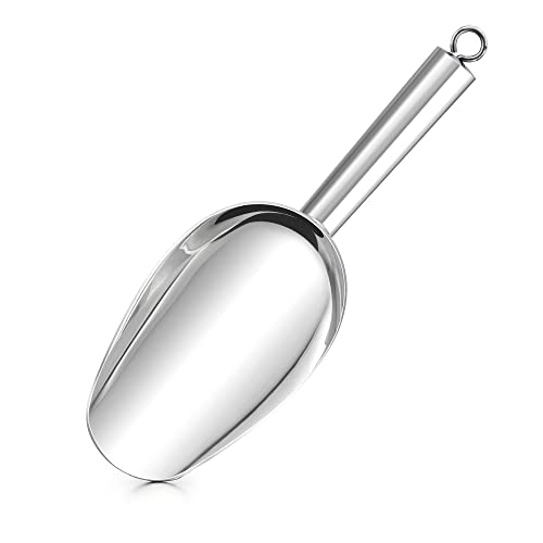Herogo Ice Scoop 8oz Stainless Steel Food Sweet Scoop Metal Flour Scooper for Pet Coffee Candy Multi-Use for Kitchen Bar Wedding Buffet Party Durable & Mirror Finish Dishwasher Safe