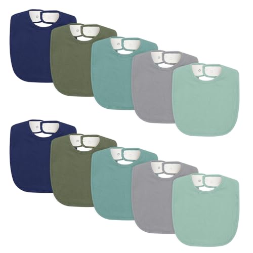 Image of JEYUEHZH 10 Pack Unisex Baby Bibs - 5 Solid Colors Muslin Bibs for Drooling & Teething