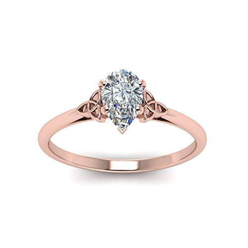 Image of Choose Your Gemstone Celtic Solitaire Ring Rose Gold Plated Pear Shape Solitaire Engagement Rings Ornaments Surprise for Wife Symbol of Love Clarity Comfortable US Size 4 to 12