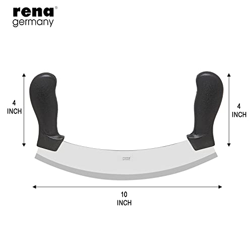 Rena Germany - Pizza Cutter - Pizza Slicer - Mezzaluna/Mincing Knife - Double Handle Ideal for Mincing, Dicing, Chopping & Slicing - with Serrated Knife