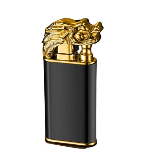 ZBLL Magic Dual Flame Lighter, Dragon Flame Lighter, Waterproof Windproof Lighter, Fluorescent Jet Lighter, Refillable, Cigar Lighter - Butane Free (Dragon |Black Matte), 13*2.87