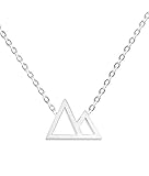 Altitude Boutique Simple Two Peak Mountain Charm Necklace for Women | 18K Gold or Silver Plated Minimalist Mountain Jewelry | Lightweight, Hypoallergenic, Waterproof (Silver)