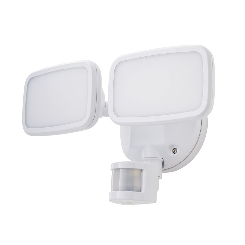 Litecraft White Alma Outdoor Twin 20 Watt Integrated Led Floodlight With Pir Motion Sensor