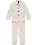 Nautica Boys' 4-Piece Suit Set with Dress Shirt, Tie, Jacket, and Pants, Silvered Birch Linen