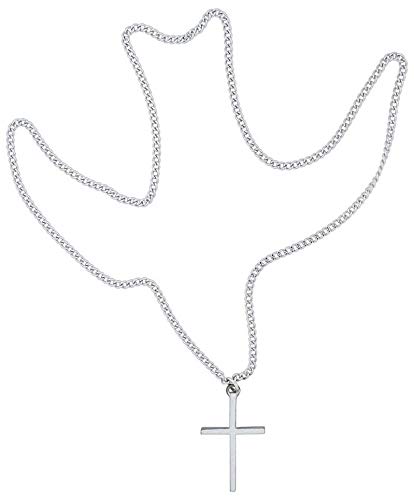 Pewter Cross Pendant Necklace, 24" Endless Chain3
