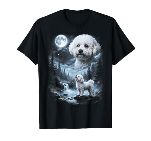 Bichon Frise Howling to the Moon Retro 90's Dog T-Shirt, Men, Black, 3X-Large