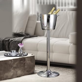 Seau à glace en acier inoxydable avec support au sol