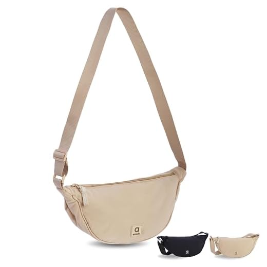 AMICHI - Bolso Bandolera Mujer de Nylon Impermeable | Bolso Pequeño Media Luna de Hombro o Cruzado para uso Diario, Trabajo, Deporte o Viaje